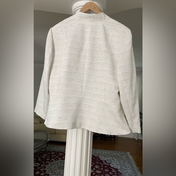 Jones Studio women’s size 1X white black striped textured suit blazer - Picture 2 of 7